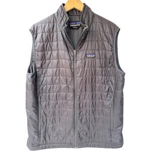 Patagonia Nano Puff Vest Mens Large Gray Insulated Outdoor Full Zip Vest